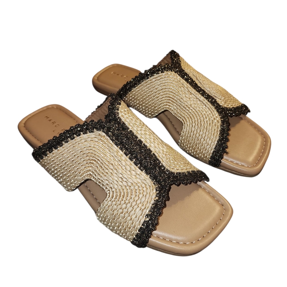 Marc Fisher LTD Nashie Square Toe Woven Slide Sandals | Size 7.5